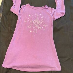 Wonder Nation Purple Nightgown with Unicorn Glitter design S (6-6X)
